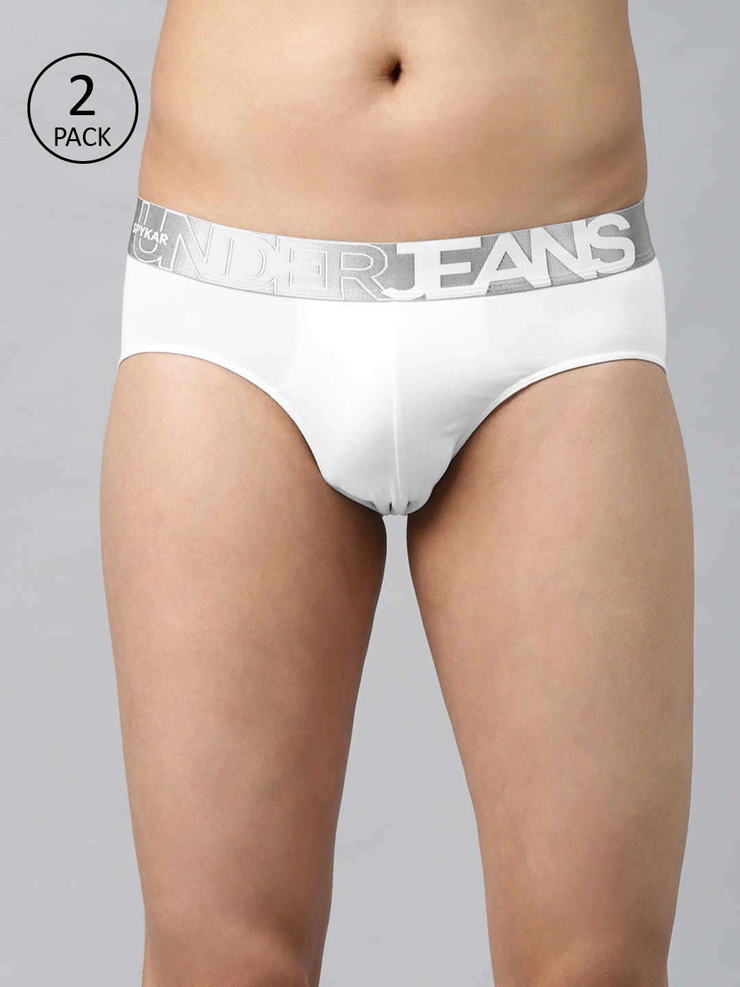 

UnderJeans by Spykar Men Pack of 2 White Solid Briefs 8907966429307
