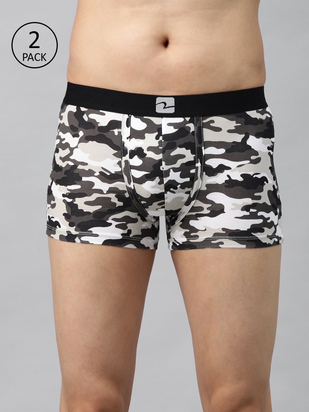 

UnderJeans by Spykar Men Pack of 2 Camouflage Printed Trunks 8907966433250, Charcoal