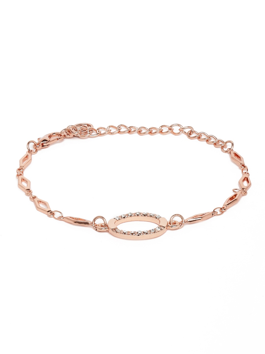 

Estele Rose Gold-Plated CZ Studded Link Bracelet