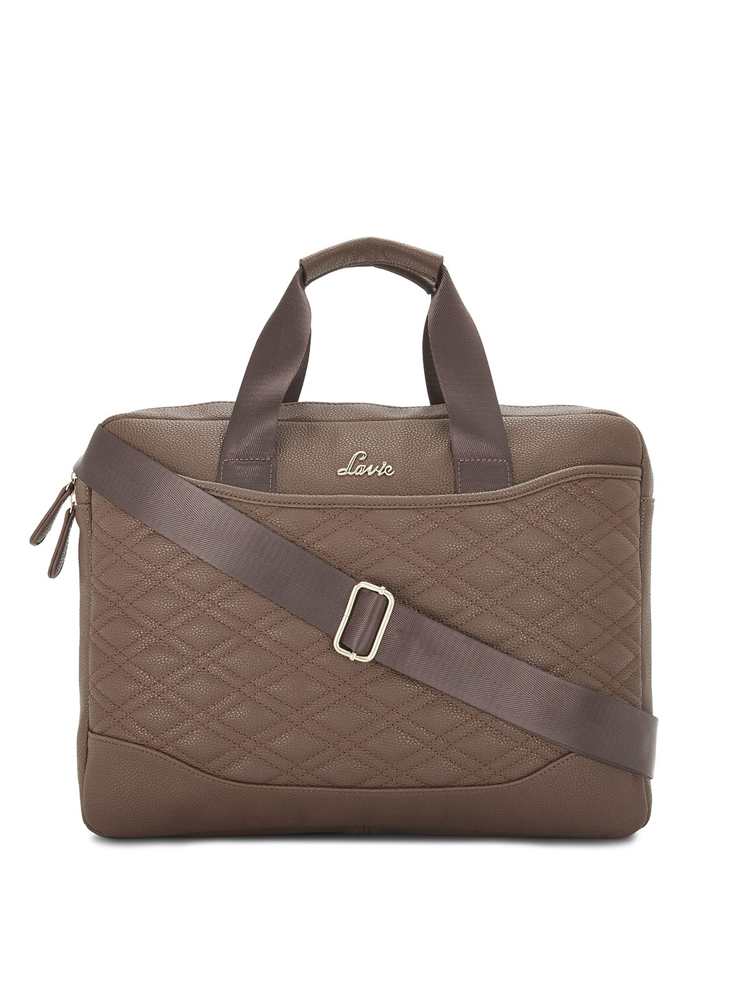 

Lavie Women Brown Textured PU 18 Inch Laptop Bag