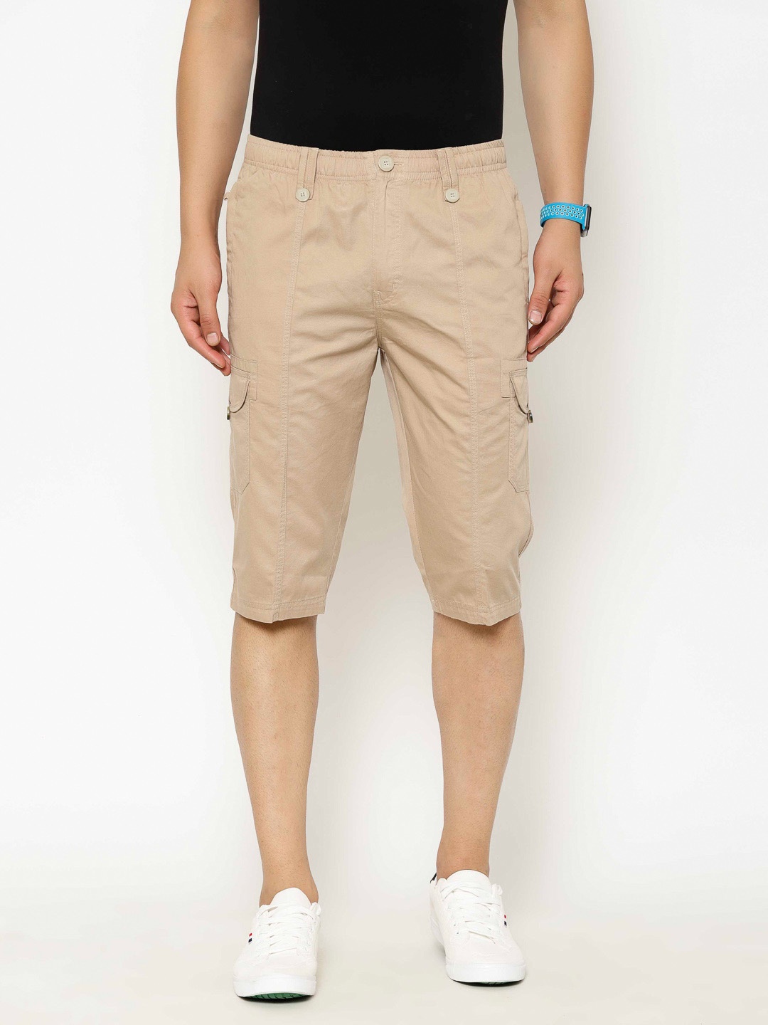 

SAPPER Men Brown Solid Cargo Shorts