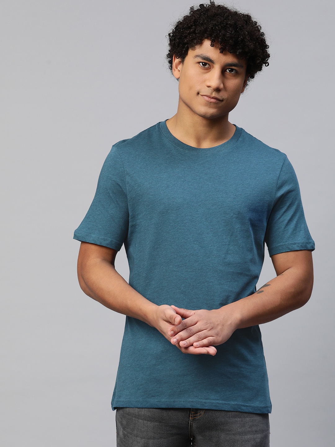 

Marks & Spencer Men Pure Cotton Slim Fit T-shirt, Blue
