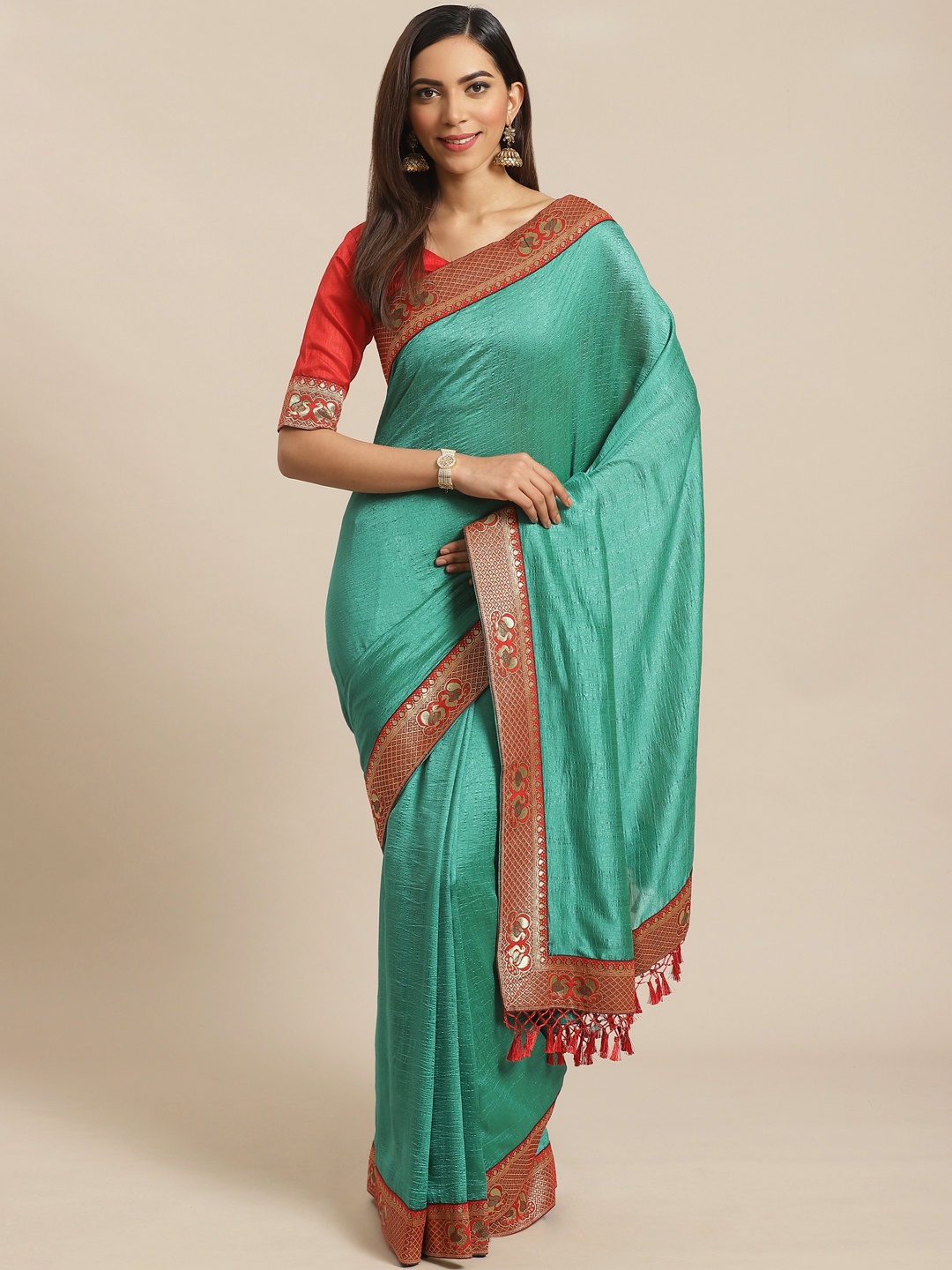 

Saree mall Green Solid Saree