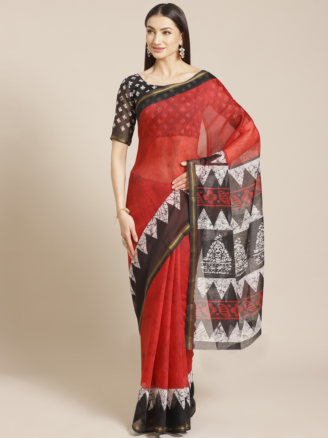 

Saree mall Red Printed Saree