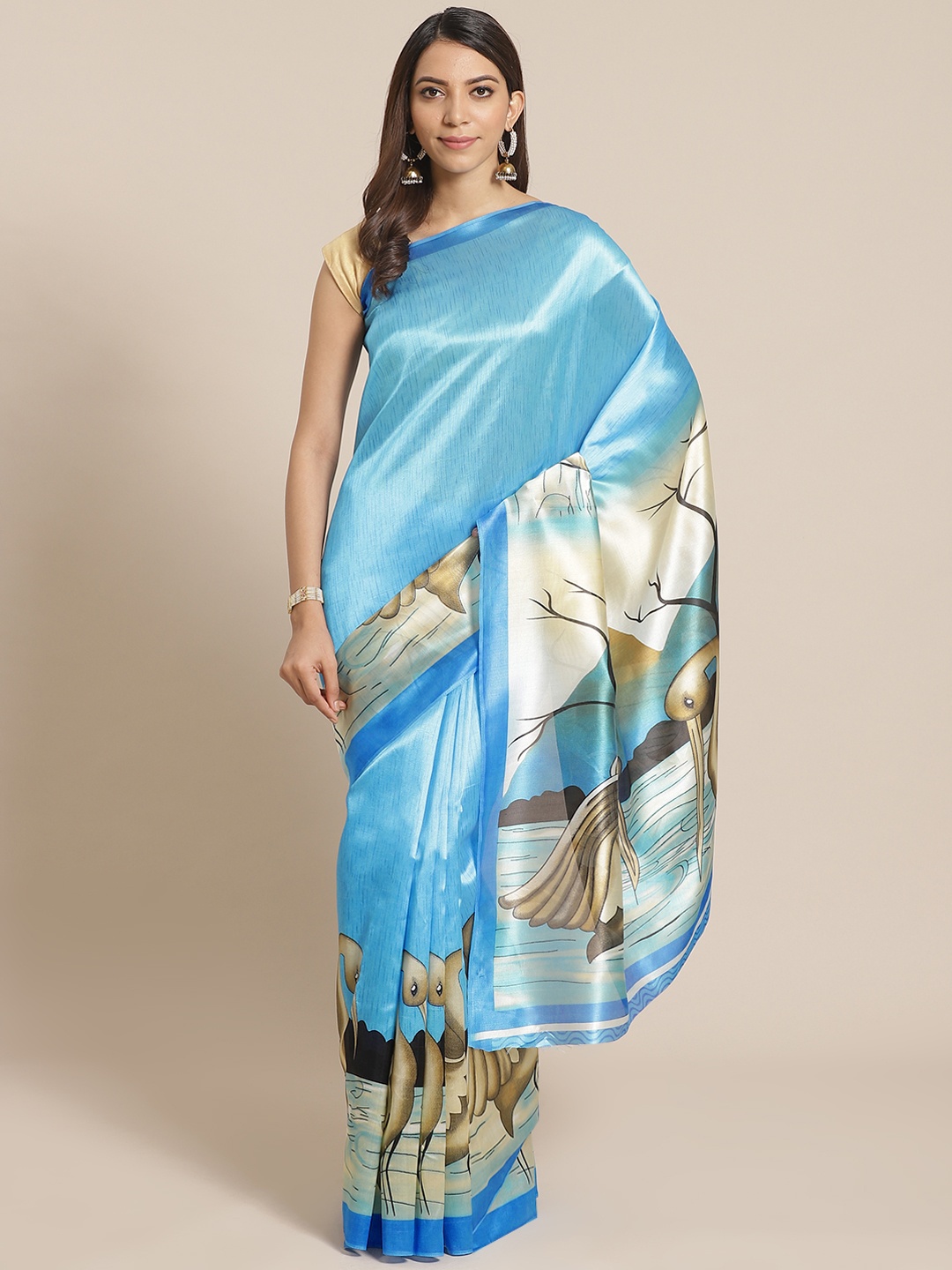 

KALINI Blue Solid Mysore Silk Saree