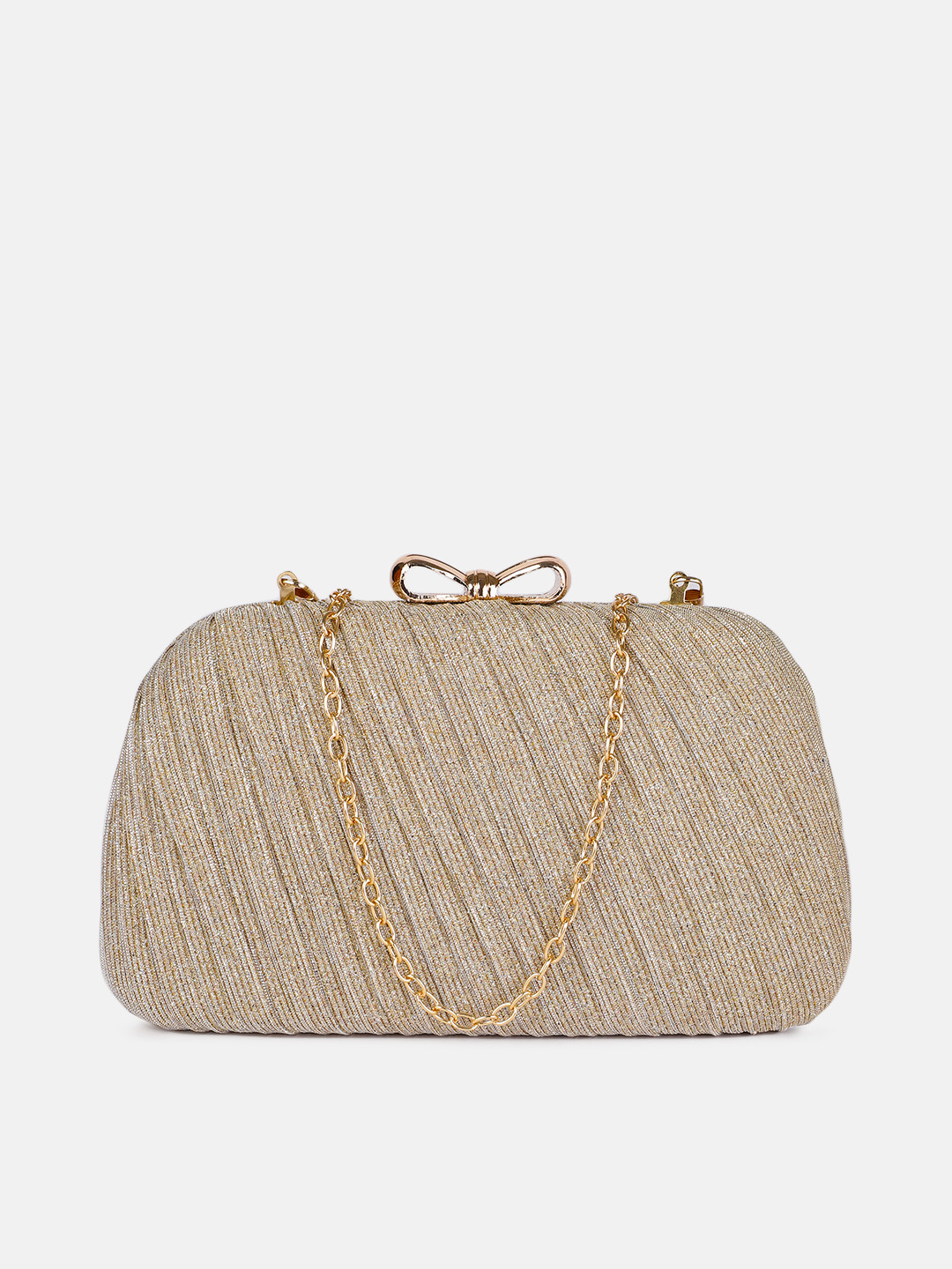 

DressBerry Women Gold-Toned Textured Clutch