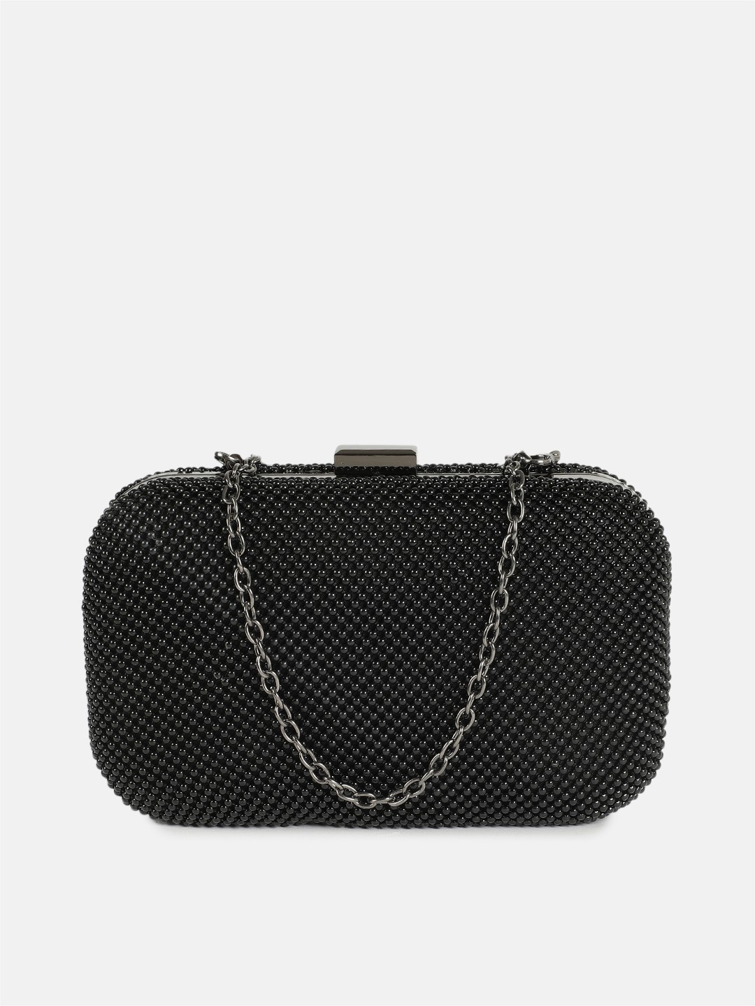 

DressBerry Black Embellished Box Clutch