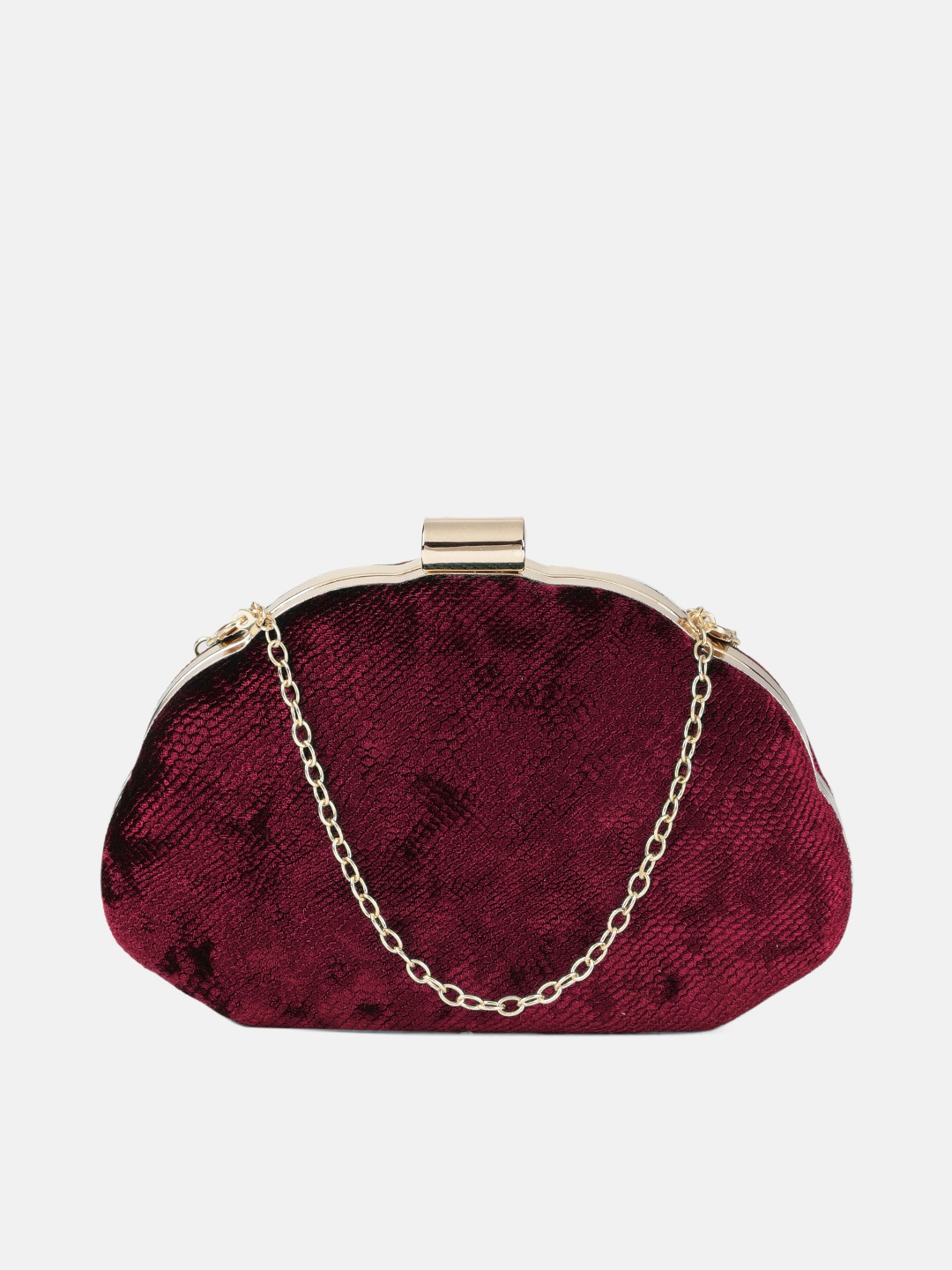 

DressBerry Women Burgundy Textured Box Clutch