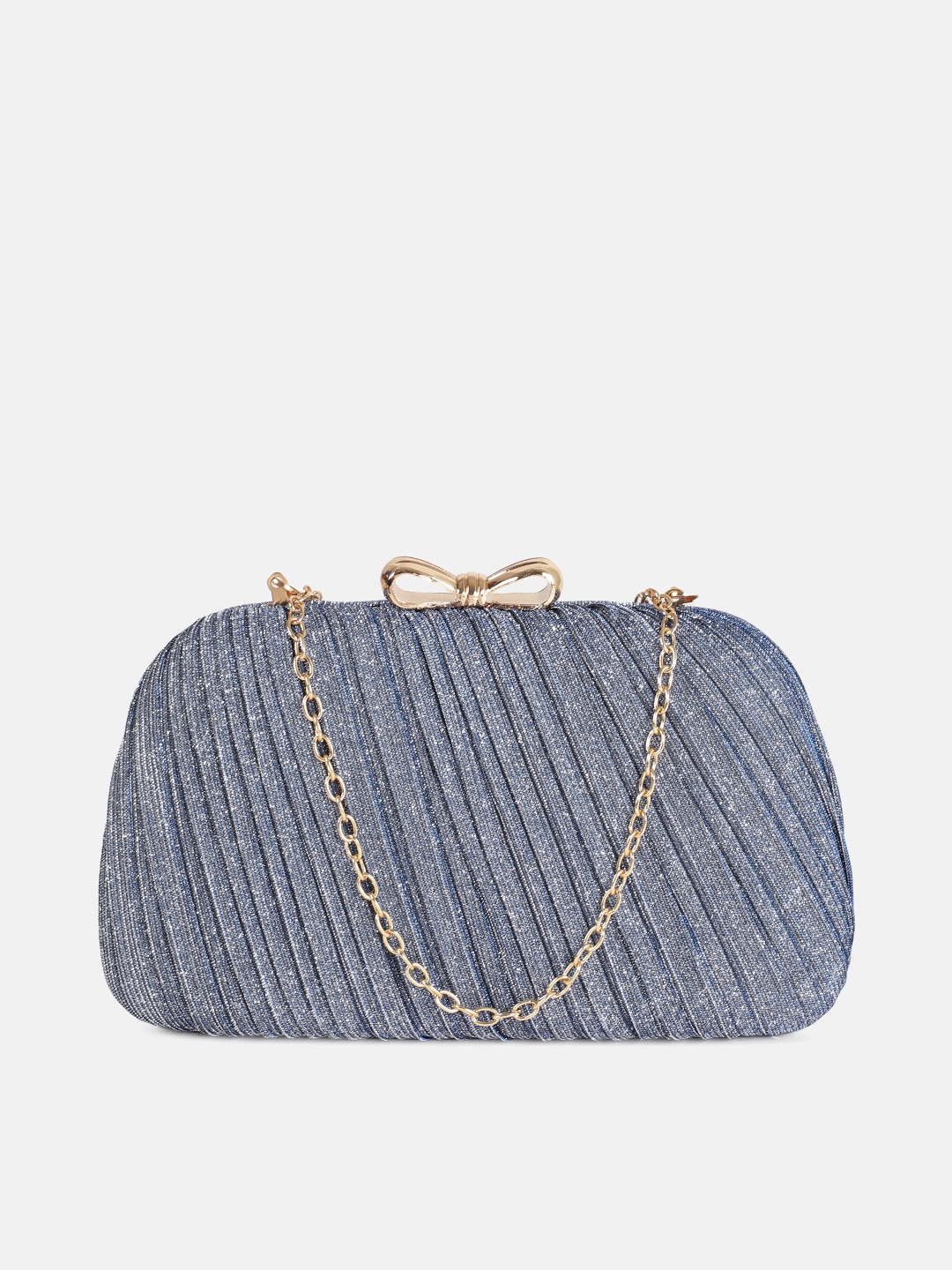 

DressBerry Blue-Toned Shimmer Clutch with Chain Strap