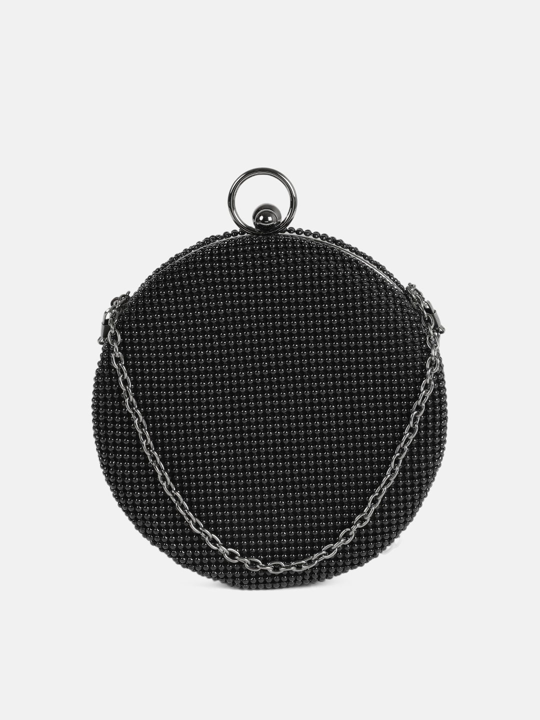 

DressBerry Black Embellished Box Clutch
