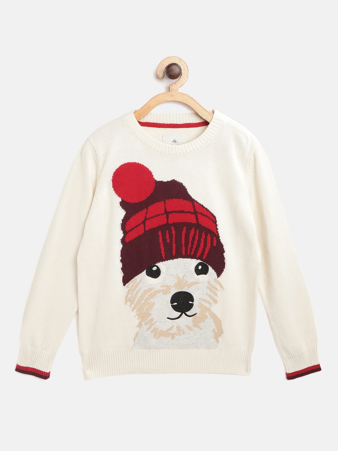 

Cherry Crumble Kids Cream-Coloured Printed Pullover Sweater