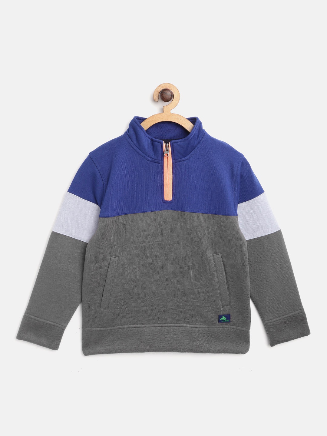

Cherry Crumble Boys Blue & Charcoal Grey Colourblocked Sweatshirt