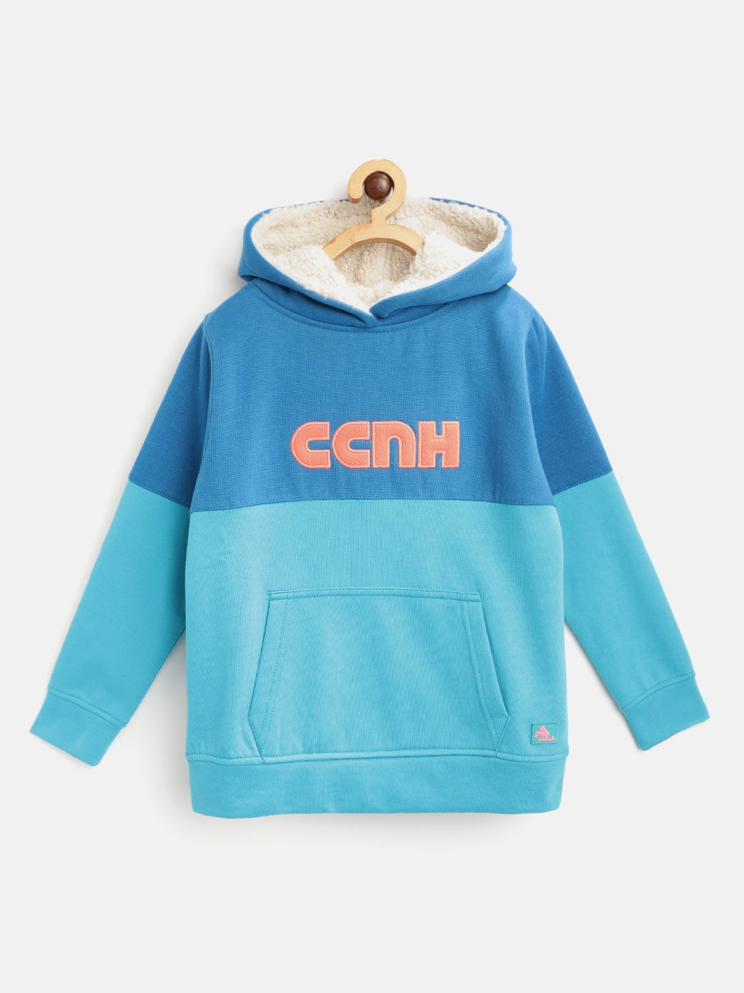 

Cherry Crumble Kids Blue Colourblocked Hooded Sweatshirt