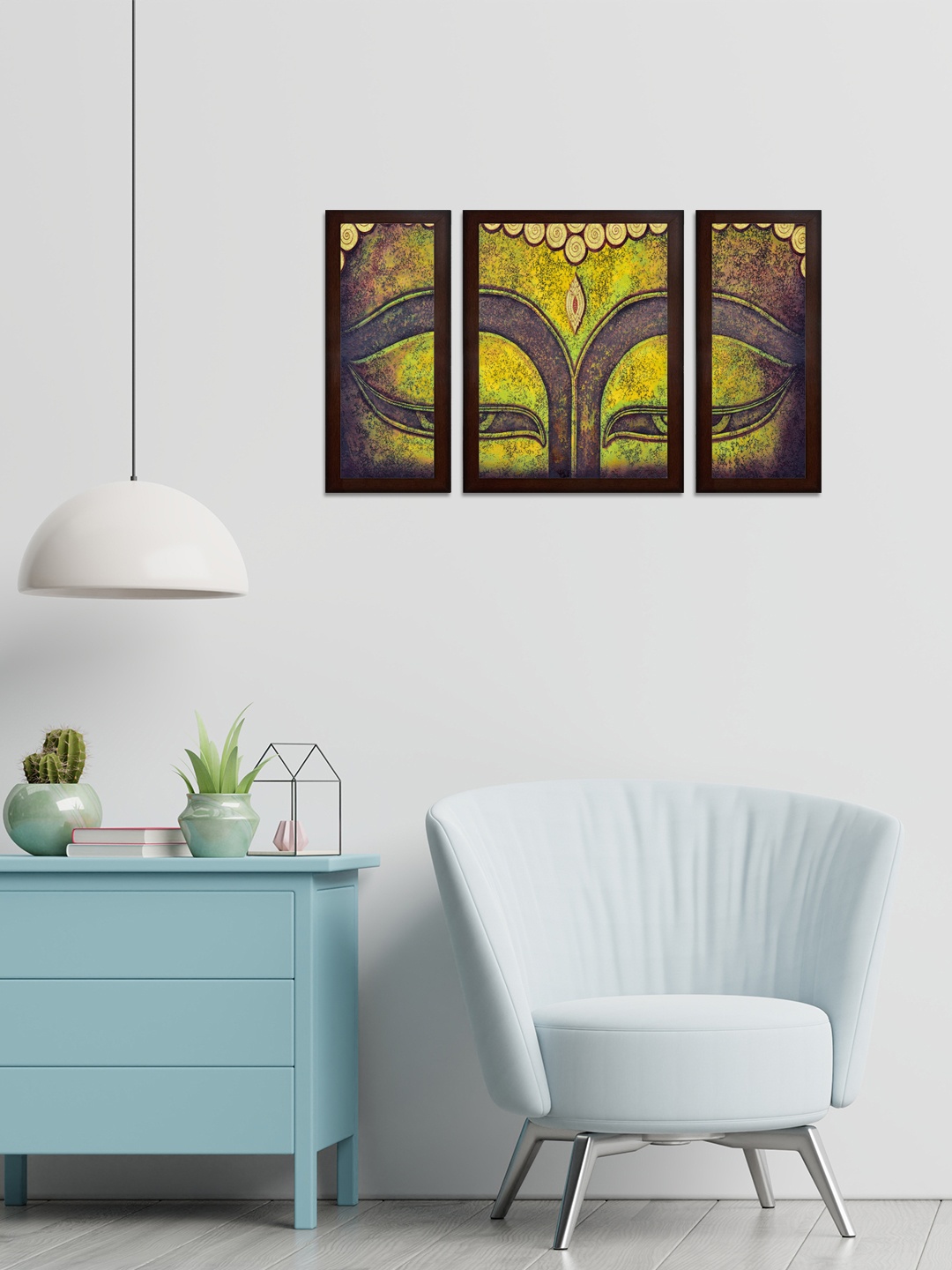

WENS Set Of 3 Blue & Brown Abstract MDF Wall Paintings
