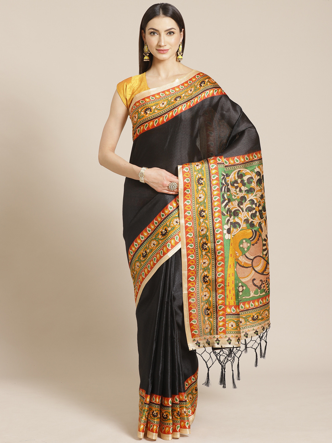 

Mitera Black Solid Khadi Saree