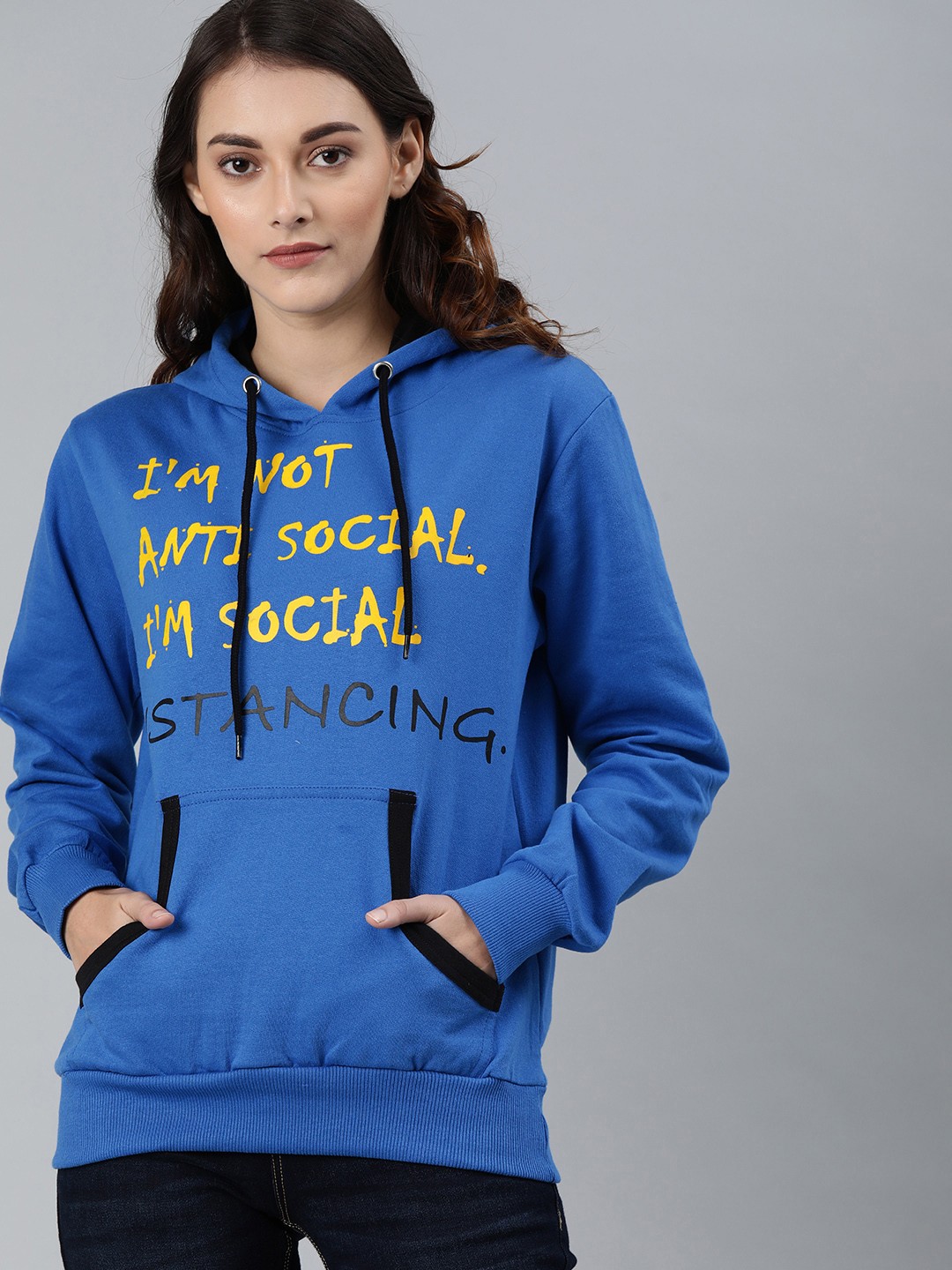 

zebu Women Blue Printed Pullover Sweatshirt