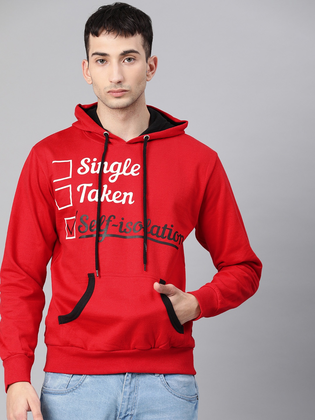 

zebu Men Red Printed Pullover Sweater
