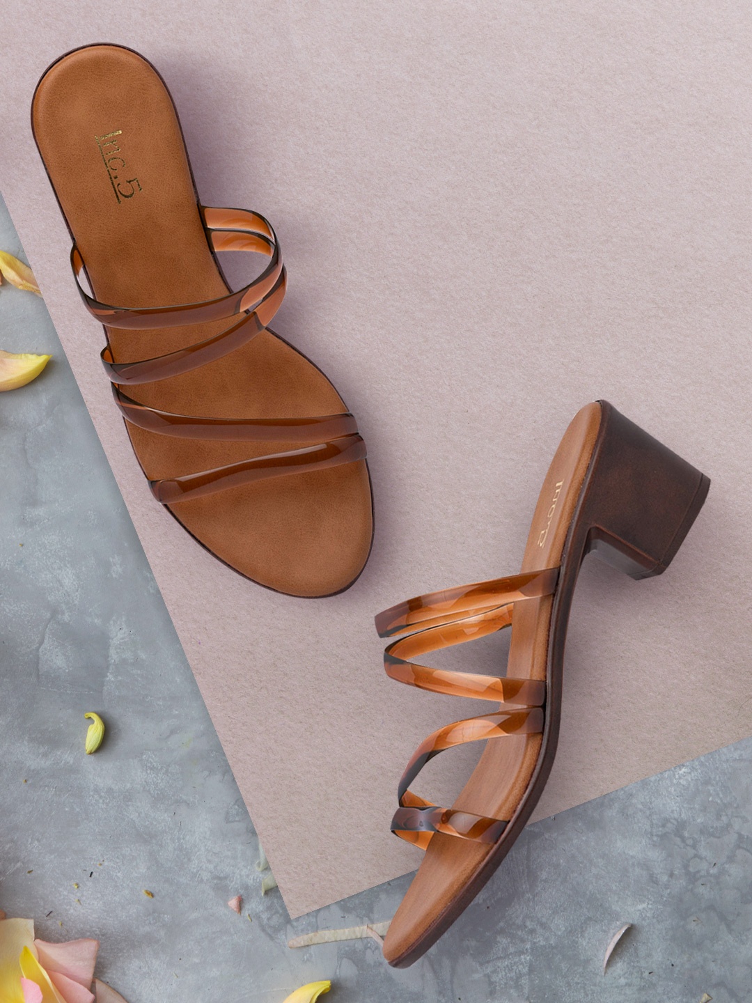 

Inc 5 Women Tan Brown Solid Block Heels