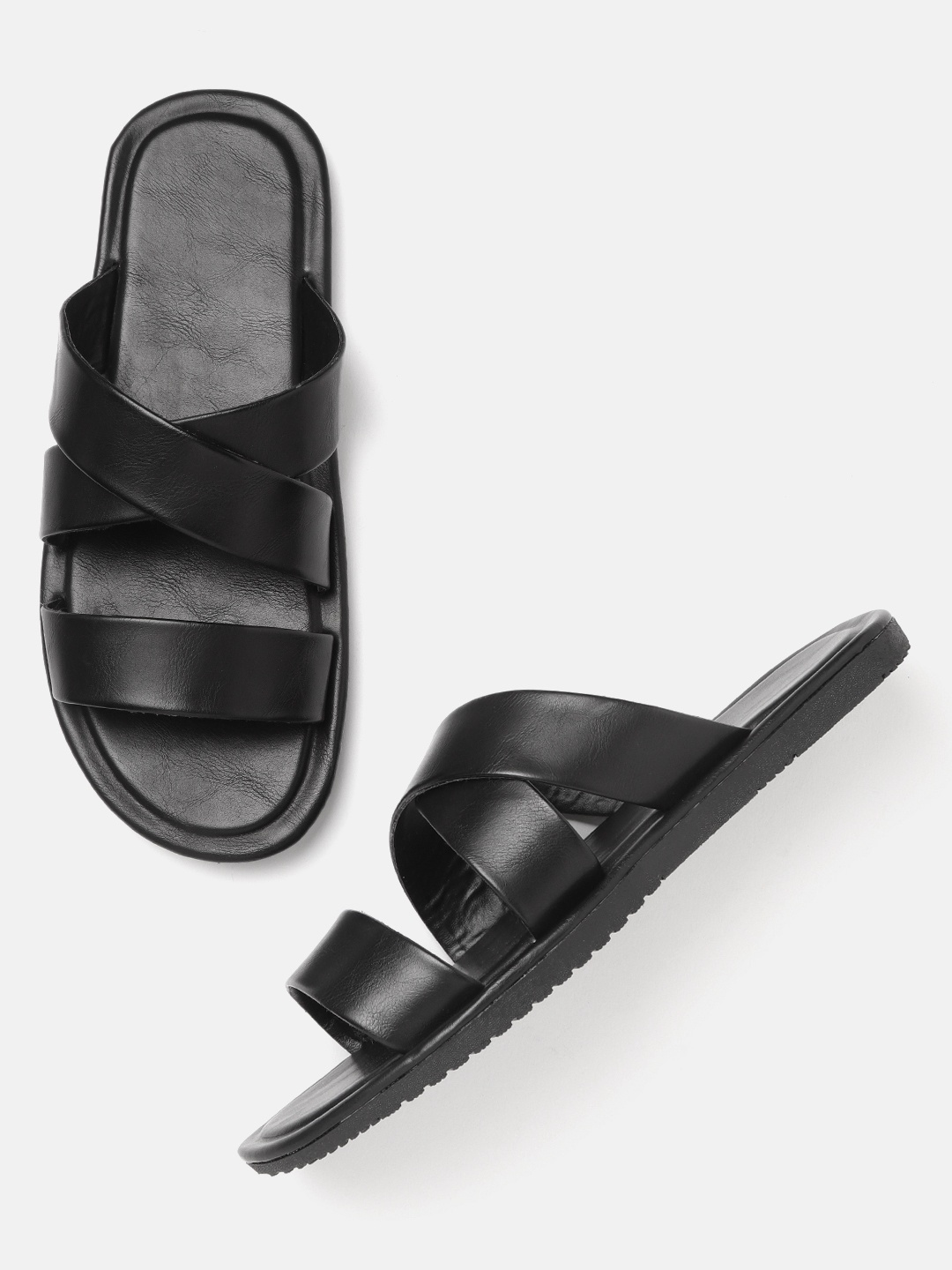 

Roadster Men Black Solid Comfort Sandals