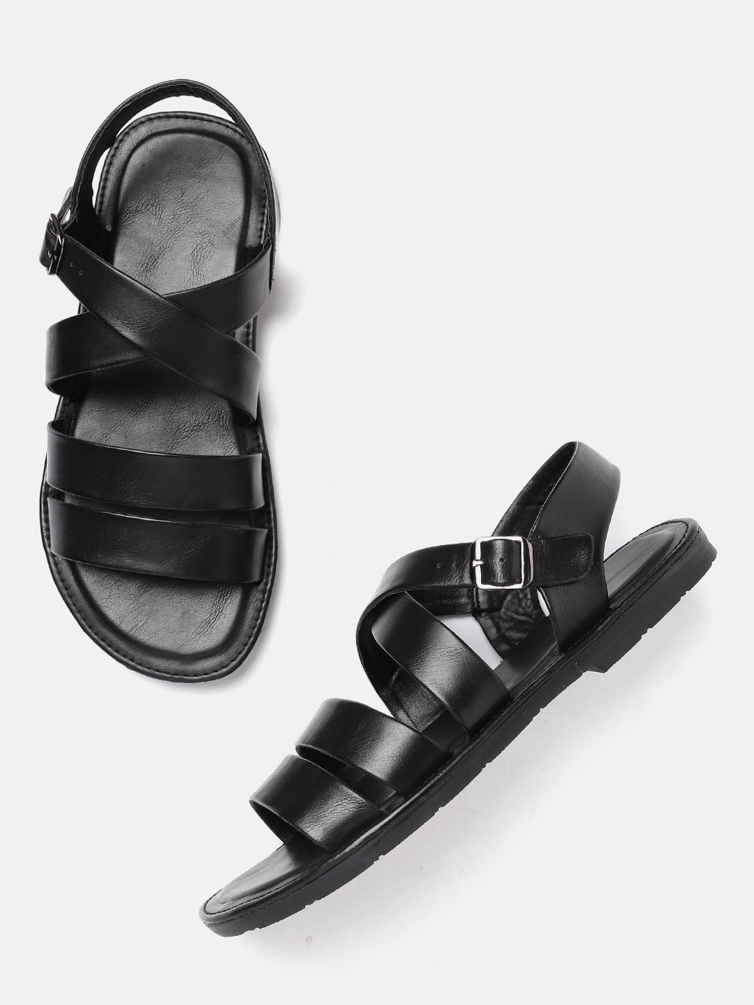 

Roadster Men Black Solid Open Toe Comfort Sandals