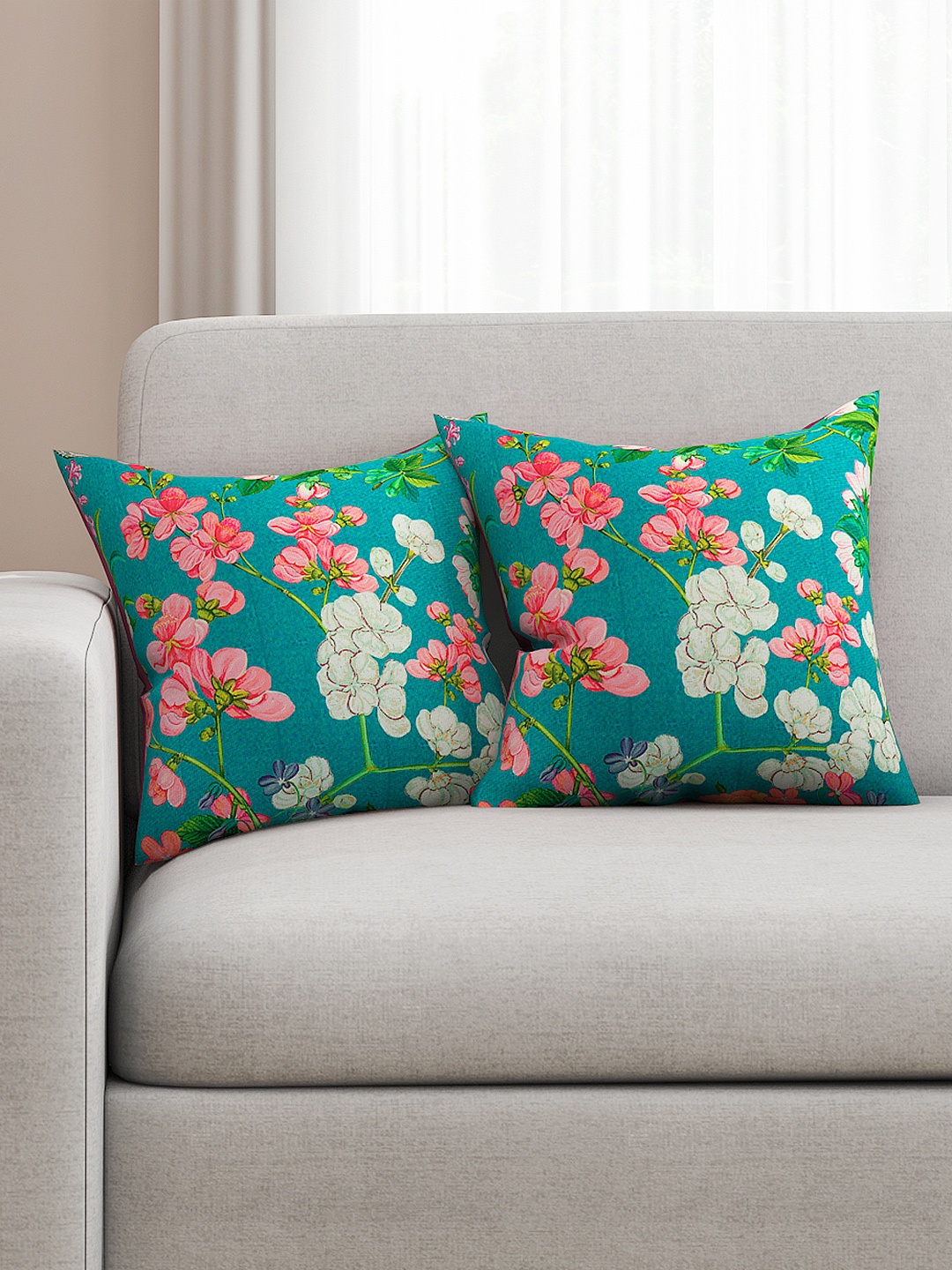 

SEJ by Nisha Gupta Green Set of 2 16" x 16" Square Cushion Covers