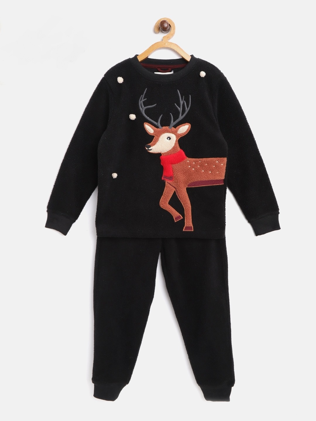 

Cherry Crumble Kids Black Christmas Print Night Suit