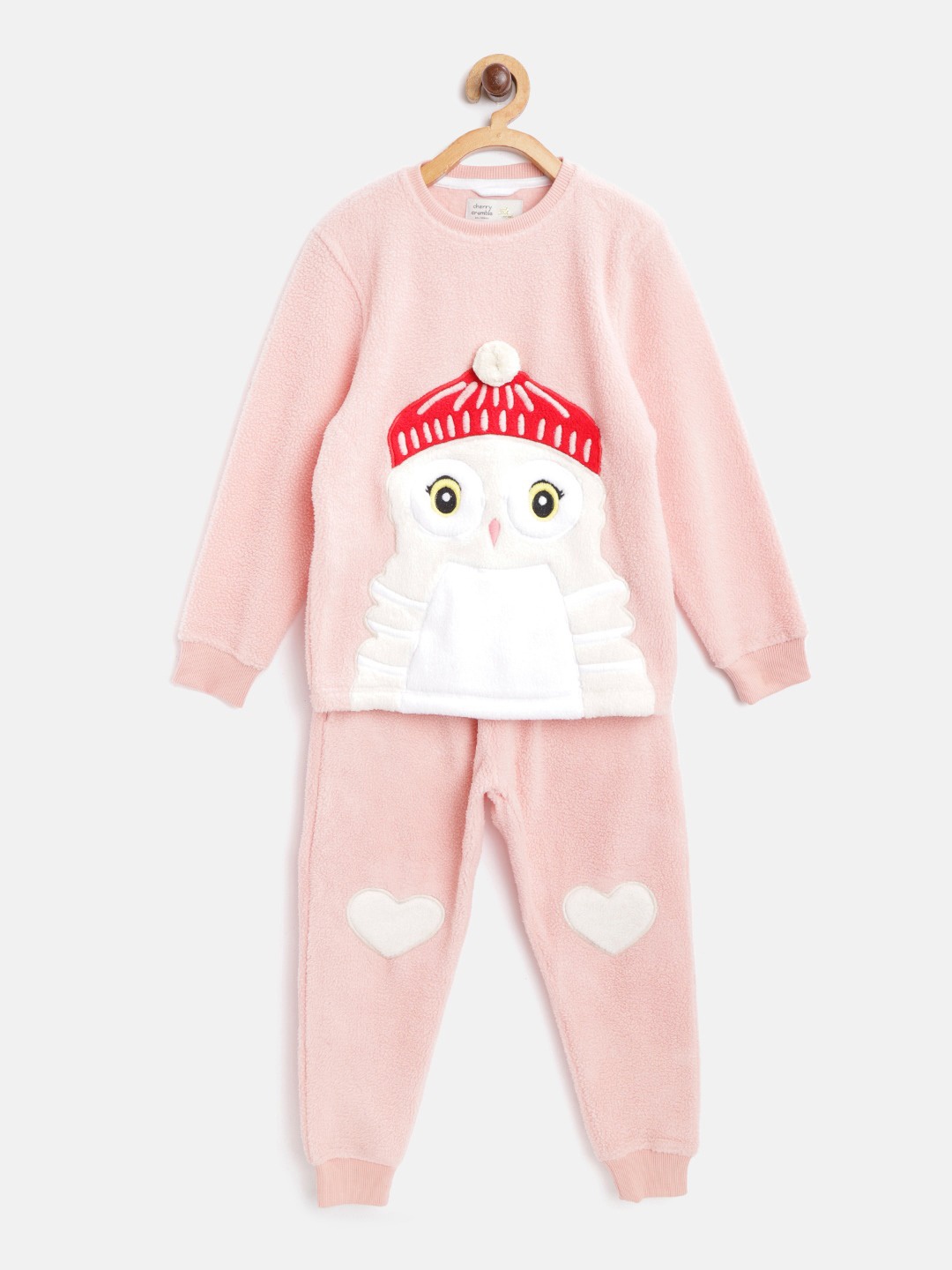 

Cherry Crumble Girls Pink Solid Night suit