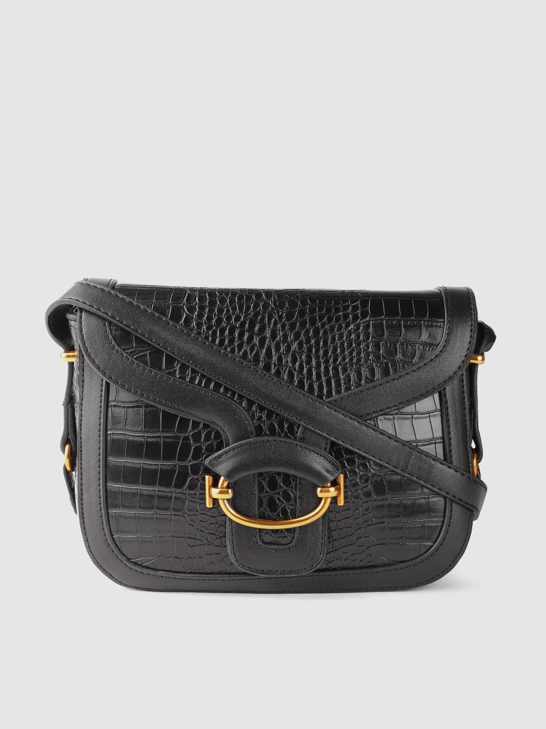 

Mast & Harbour Black Croc Textured Sling Bag