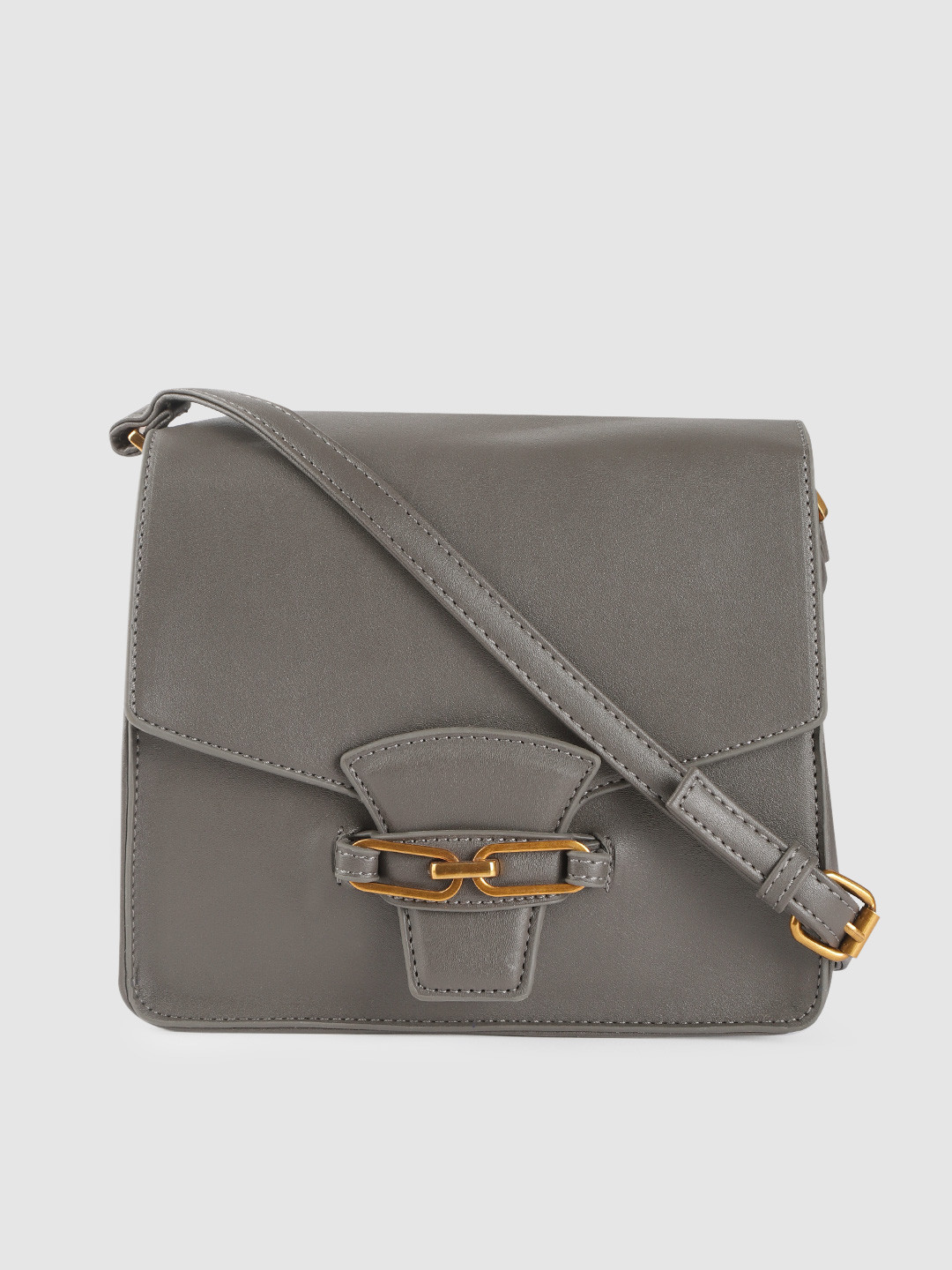 

Mast & Harbour Women Charcoal Grey Solid Sling Bag