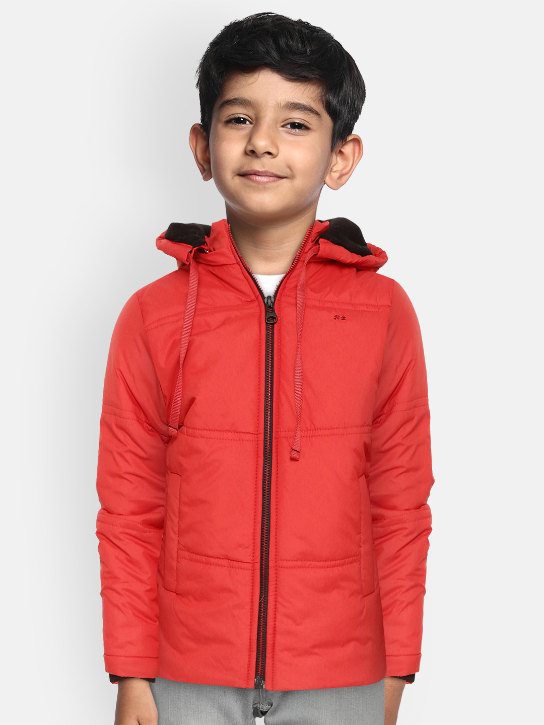 

Okane Boys Red Solid Padded Jacket with Detachable Hood