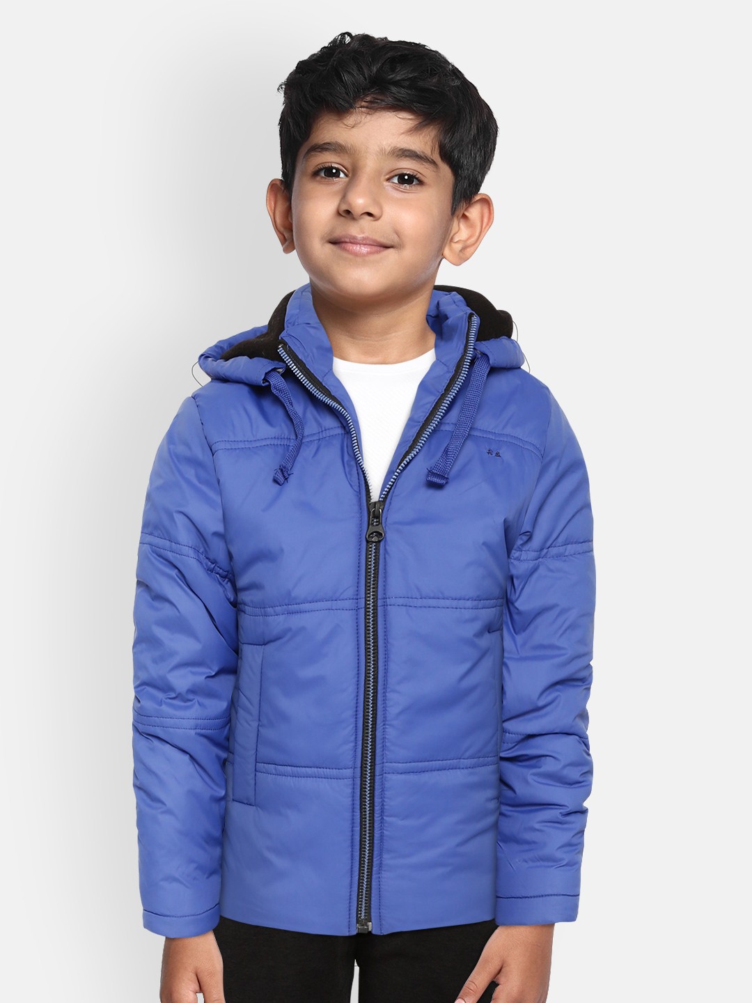 

Okane Boys Blue Solid Padded Jacket with Detachable Hood