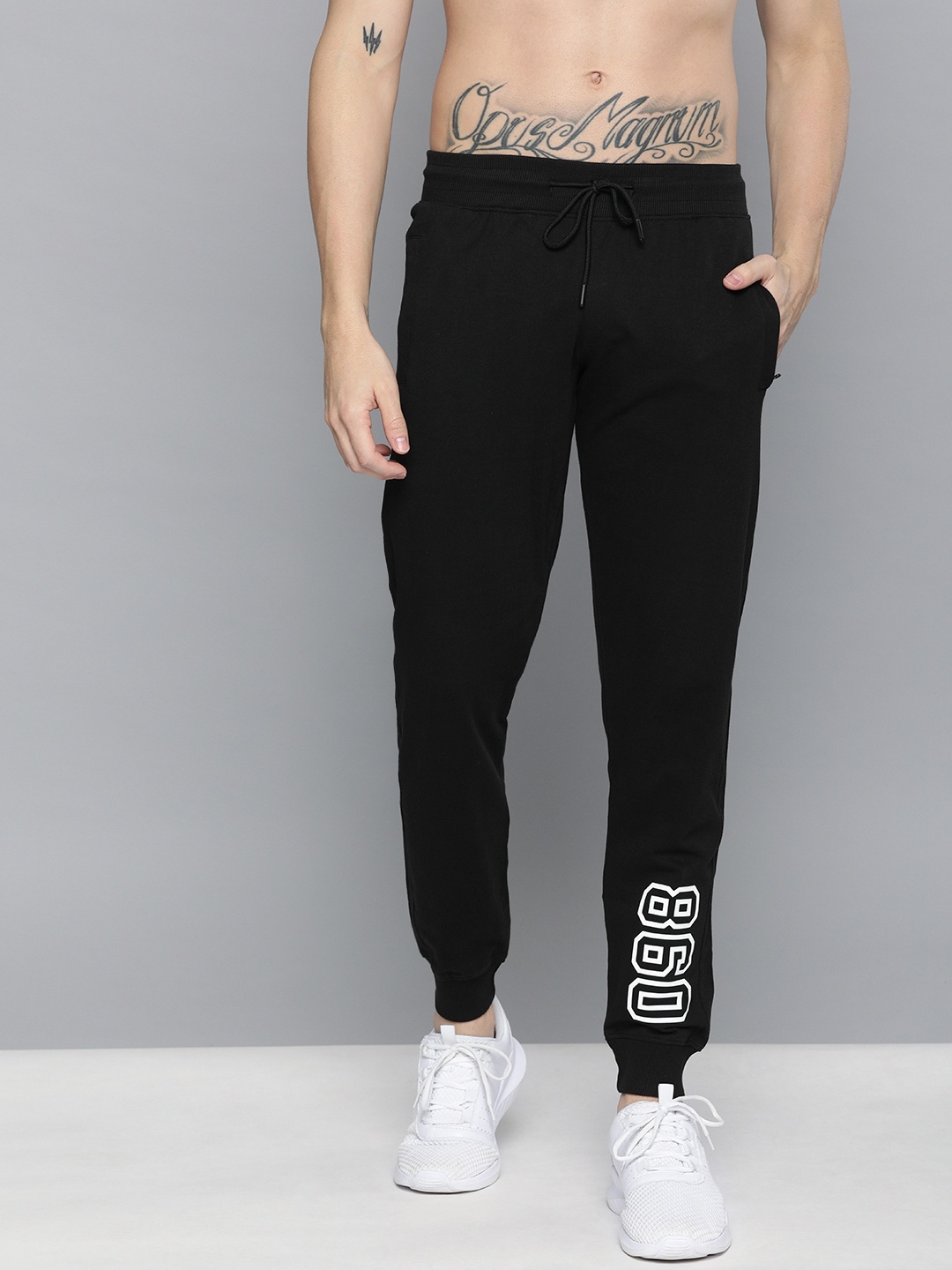 

HERE&NOW Men's Black and White Printed Track Pants