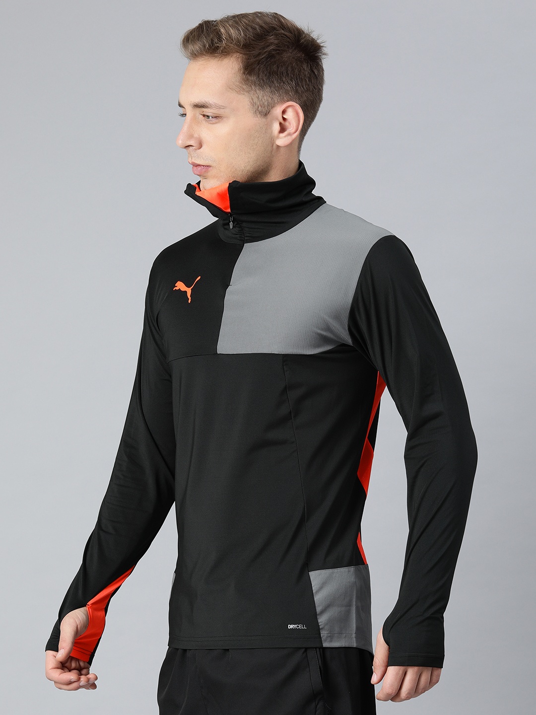 

Puma Men Black & Grey Colourblocked ftblNXT 1 4 Zip Football Sweatshirt