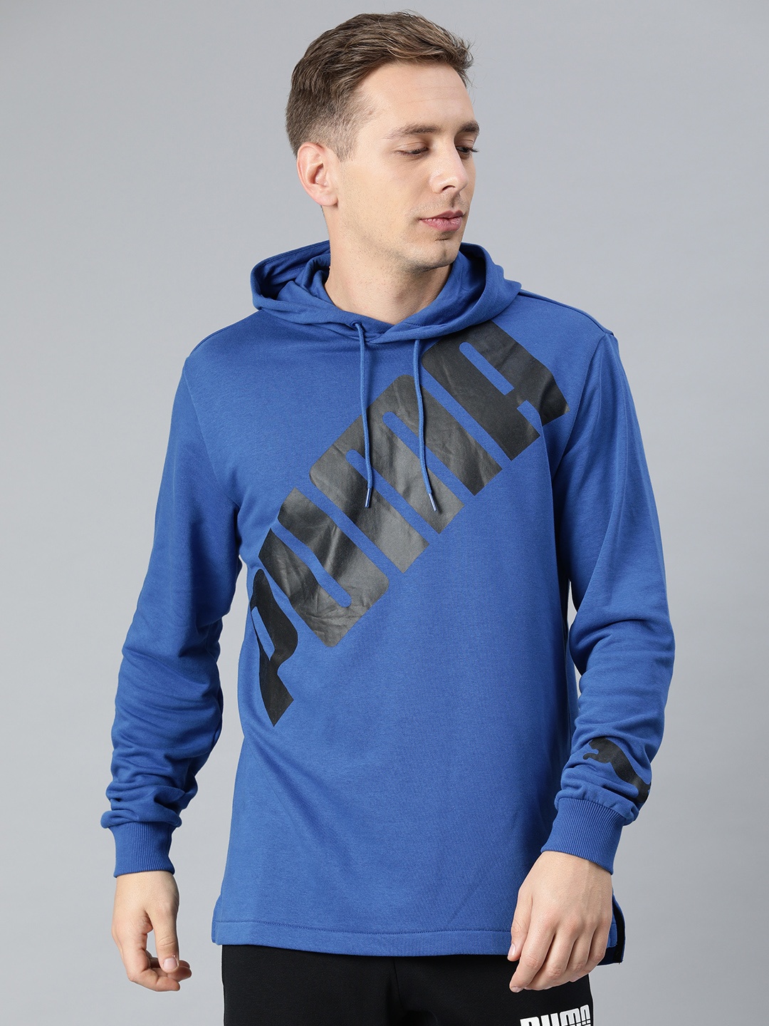 

Puma Men Blue OS Slant Logo Printed Hoody TR Pullover Sweatshirt