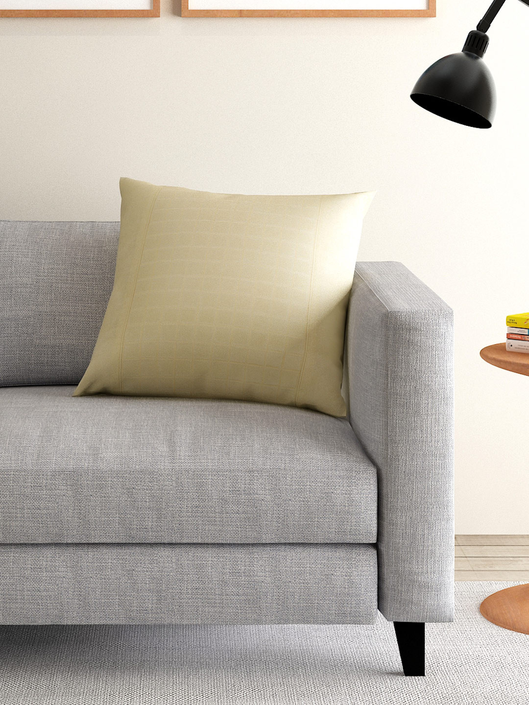 

ANS Beige Single Checked 16'' x 16'' Square Cushion Cover