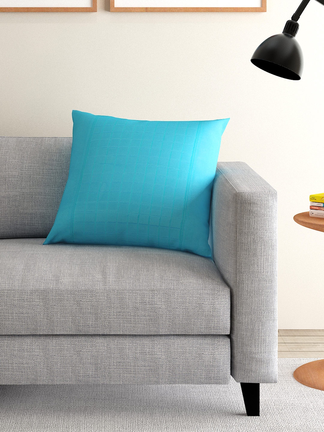 

ANS Blue Single Checked 16'' x 16'' Square Cushion Cover