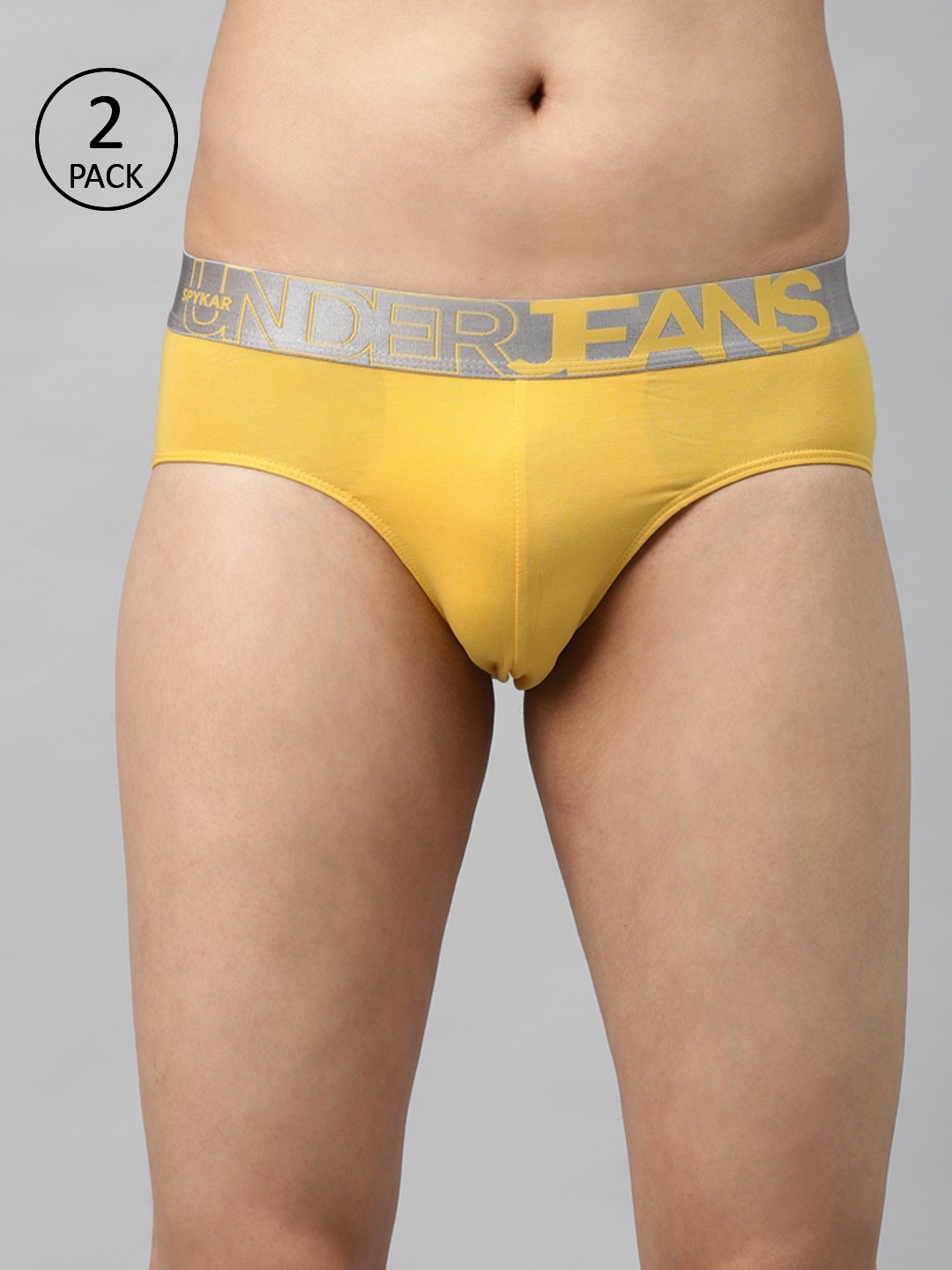 

UnderJeans by Spykar Men Pack of 2 Yellow Solid Briefs 8907966429000