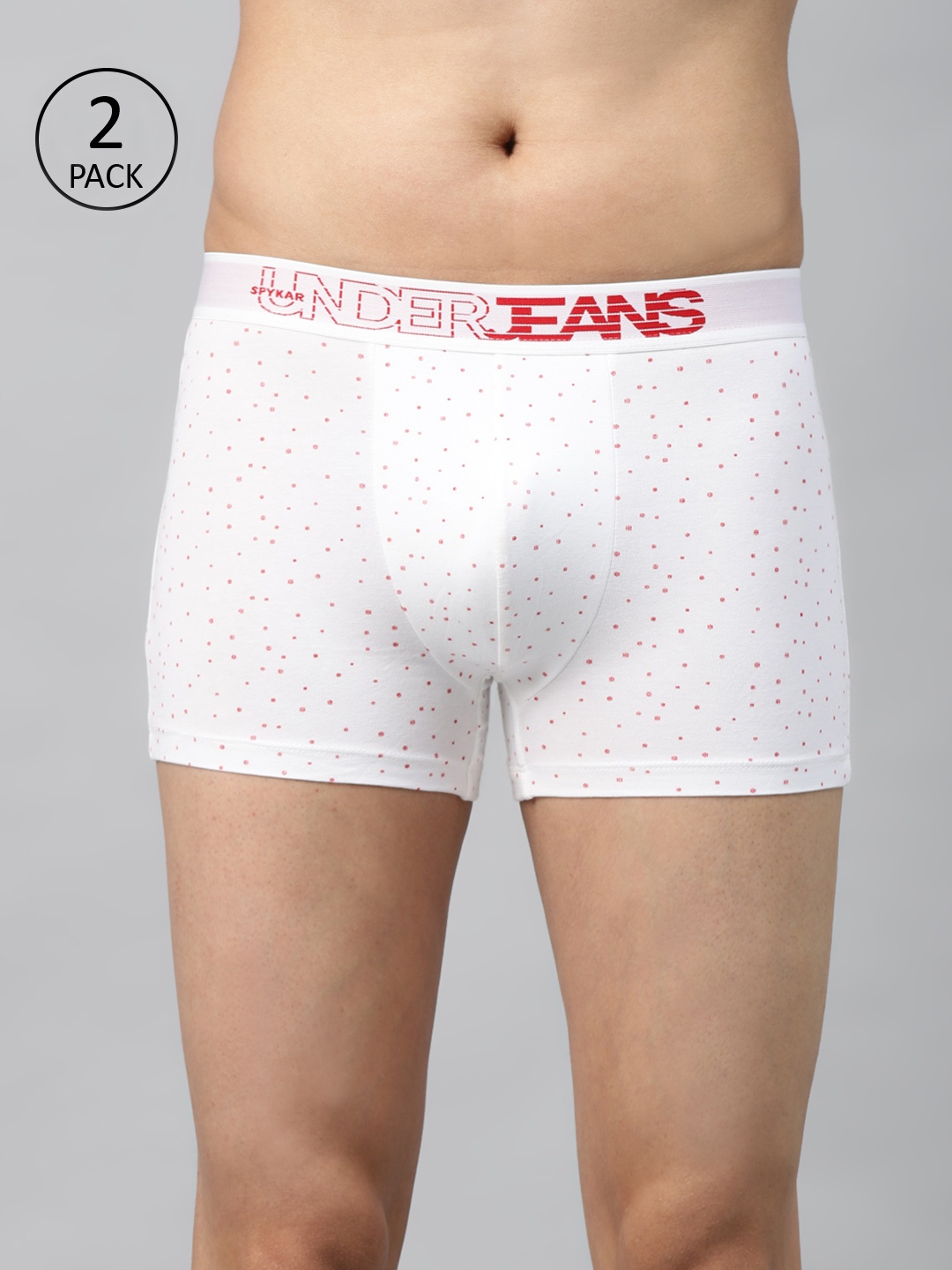 

UnderJeans by Spykar Men Pack of 2 White Printed Trunks 8907966432352