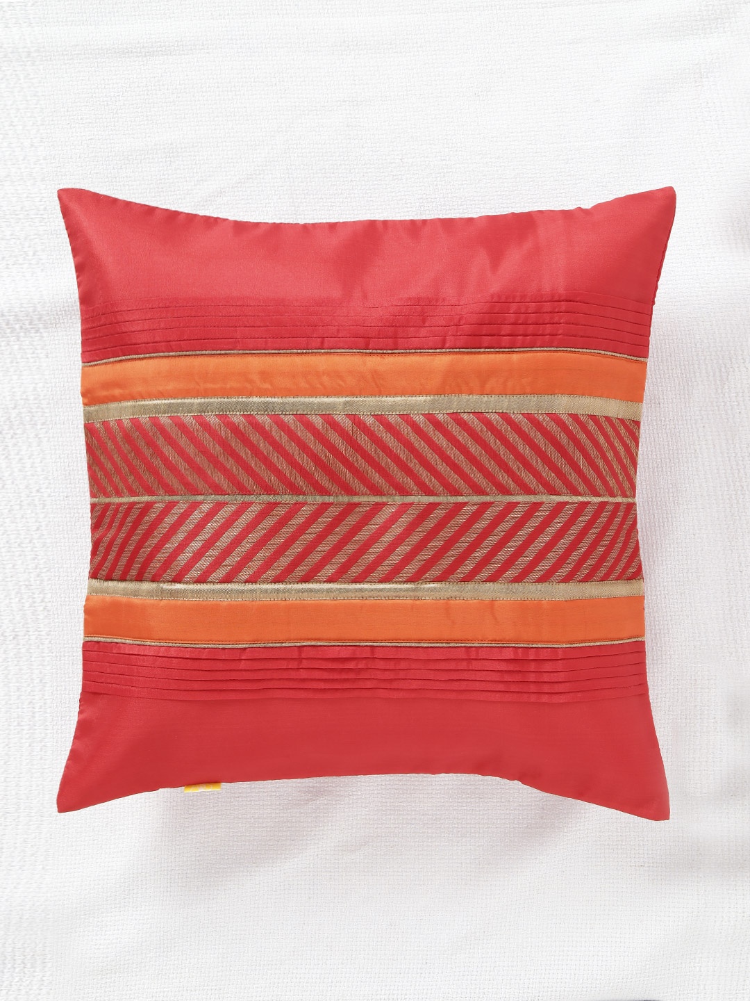 

ANS Red Single Brocade 16'' x 16'' Square Cushion Cover