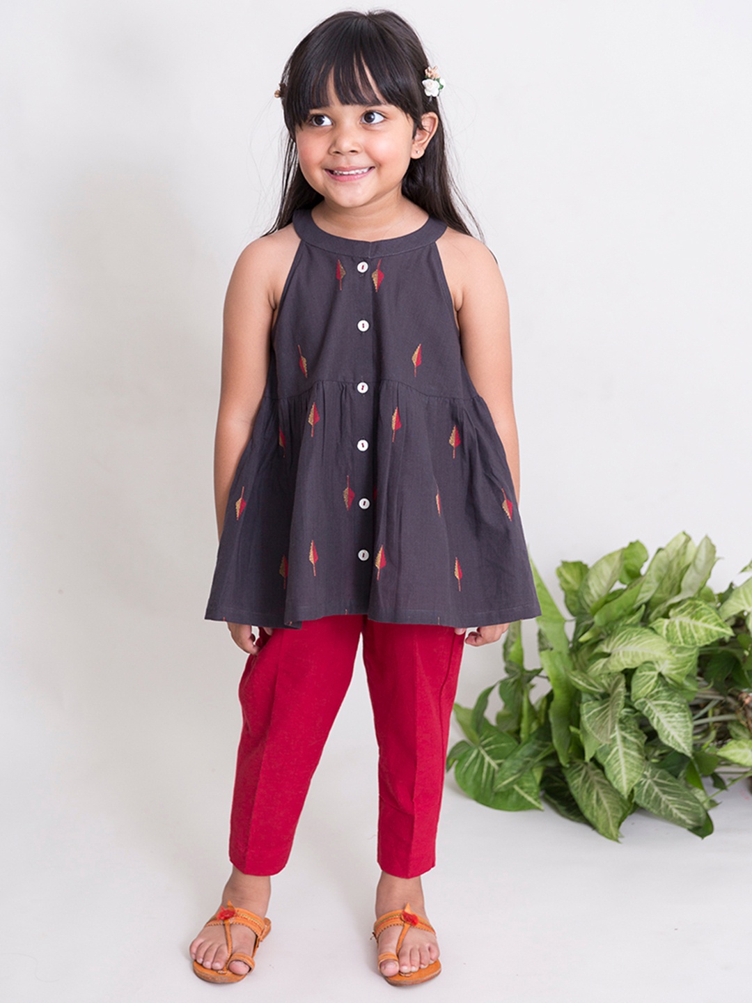 

Tiber Taber Girls Black & Red Printed Top with Pyjamas