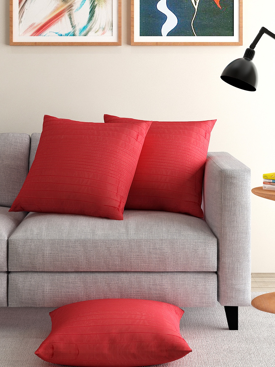 

ANS Red Set of 3 16'' x 16'' Square Cushion Covers