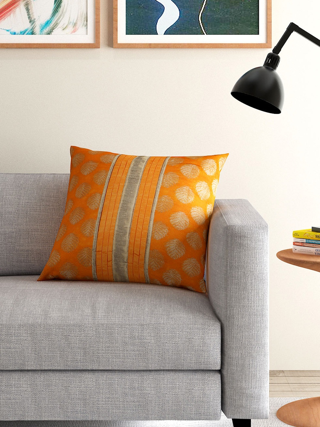 

ANS Orange Single Jacquard 16" x 16" Square Cushion Cover