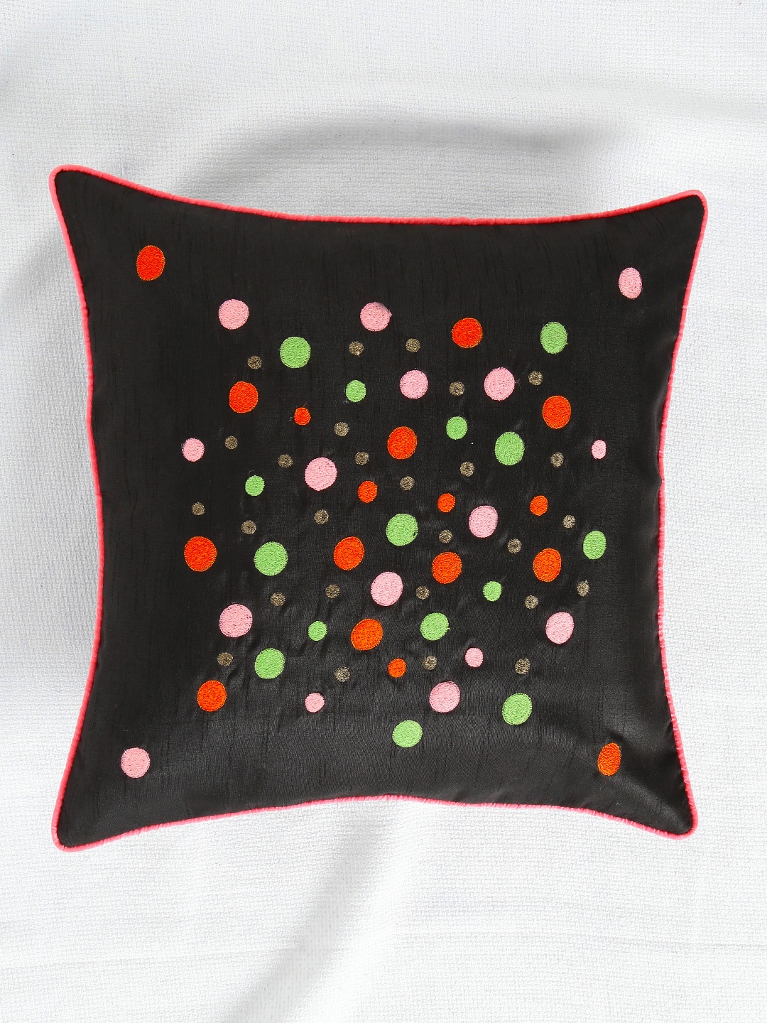 

ANS Black Single Embroidered 16'' x 16'' Square Cushion Cover