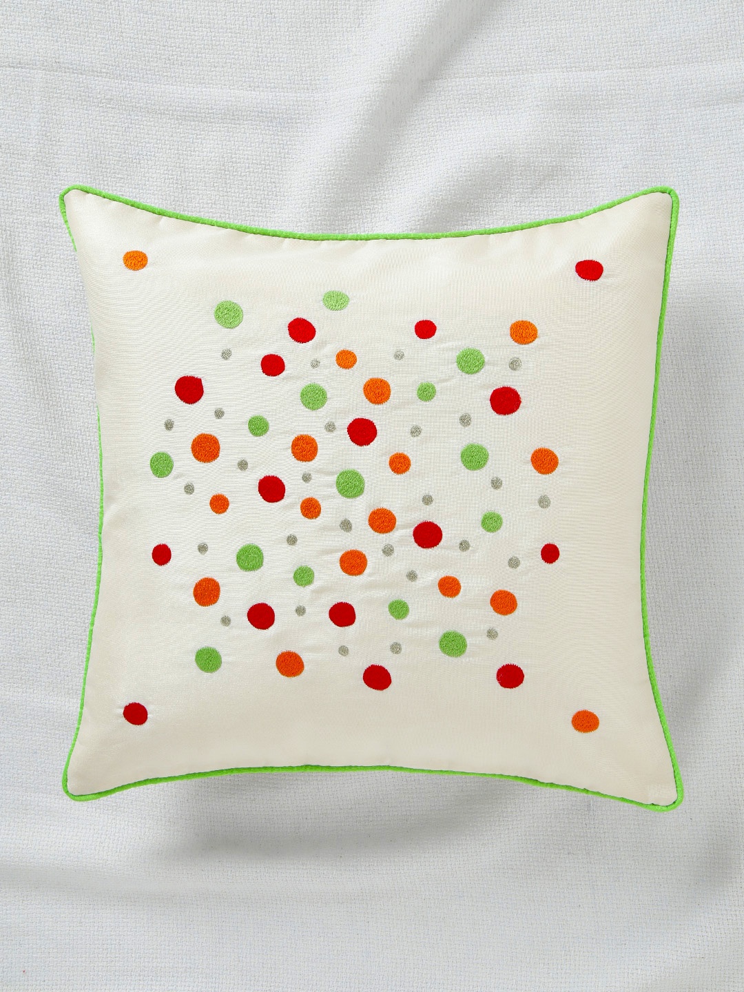 

ANS Off-White Single Embroidered 16'' x 16'' Square Cushion Cover