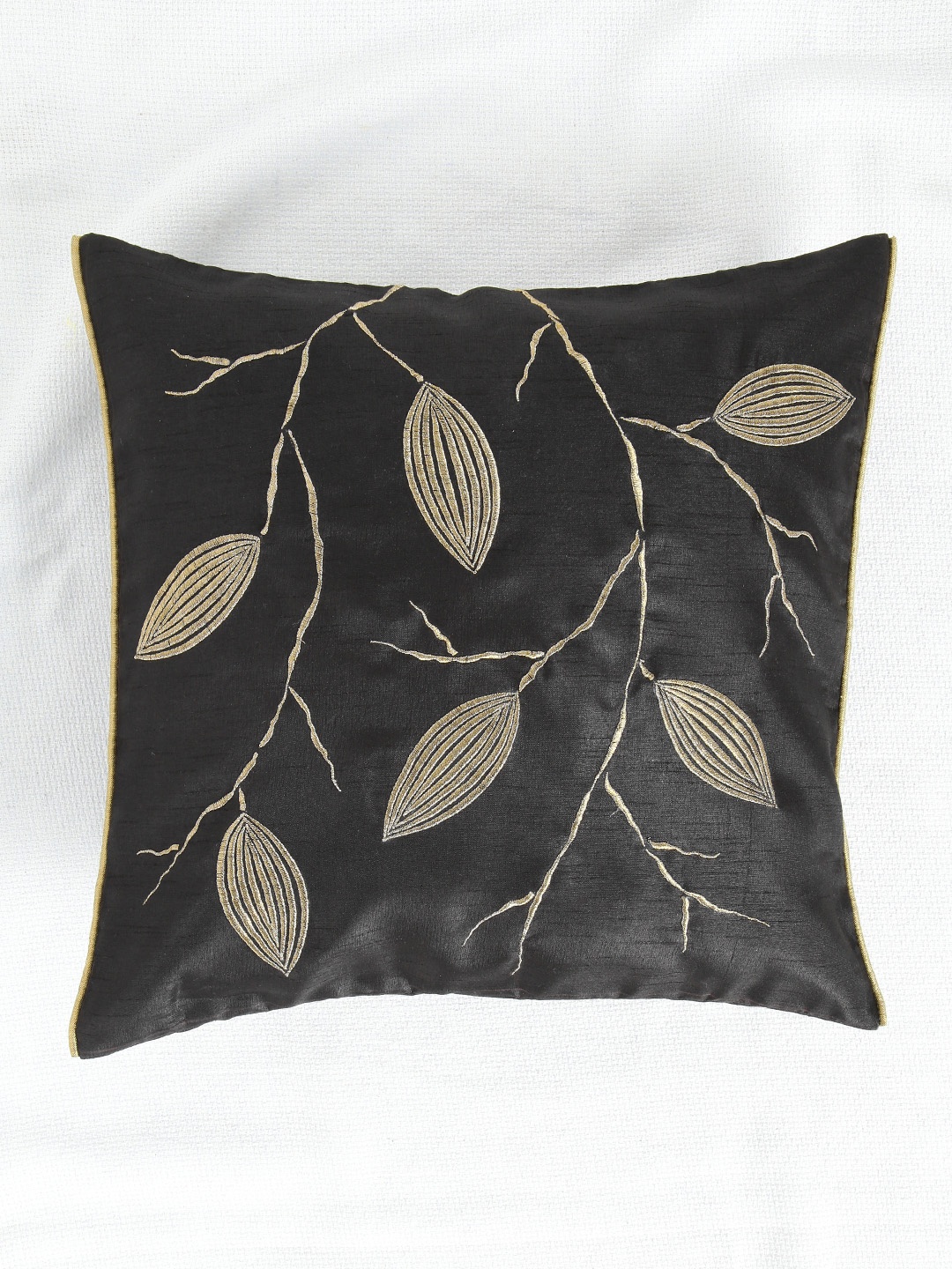 

ANS Black Single Embroidered 16'' x 16'' Square Cushion Cover