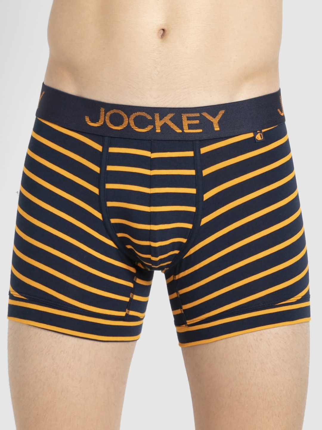 

Jockey Men Navy & Mustard Yellow Striped Trunks FP25-0105-NAG02, Navy blue