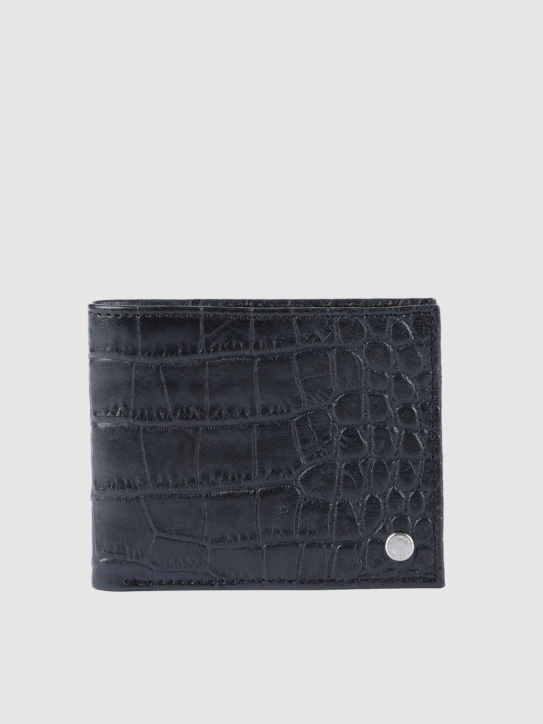 

Hidesign Men Blue Textured Two Fold Leather Wallet