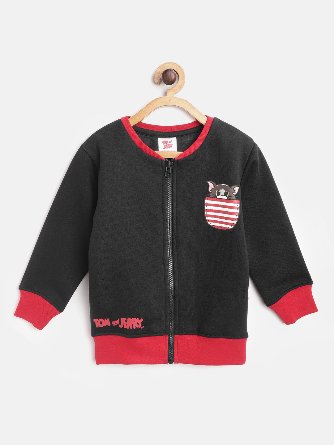 

toothless Boys Black Solid Lightweight Tom & Jerry Bomber Jacket