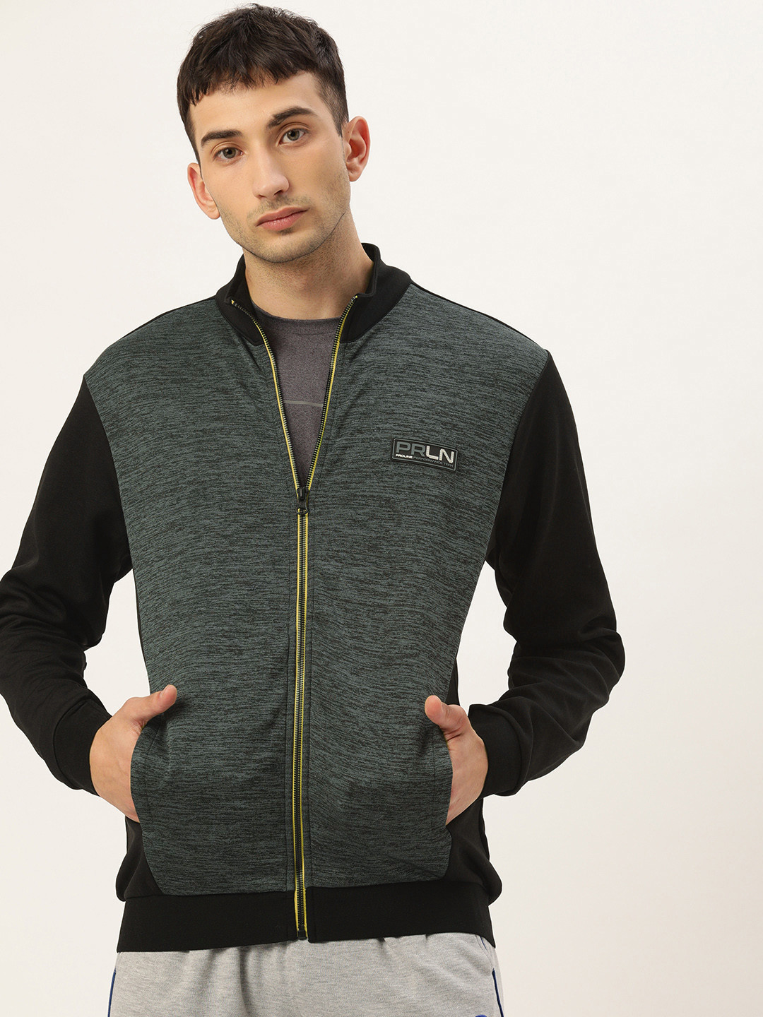

Proline Active Men Grey & Black Colourblocked Sweatshirt