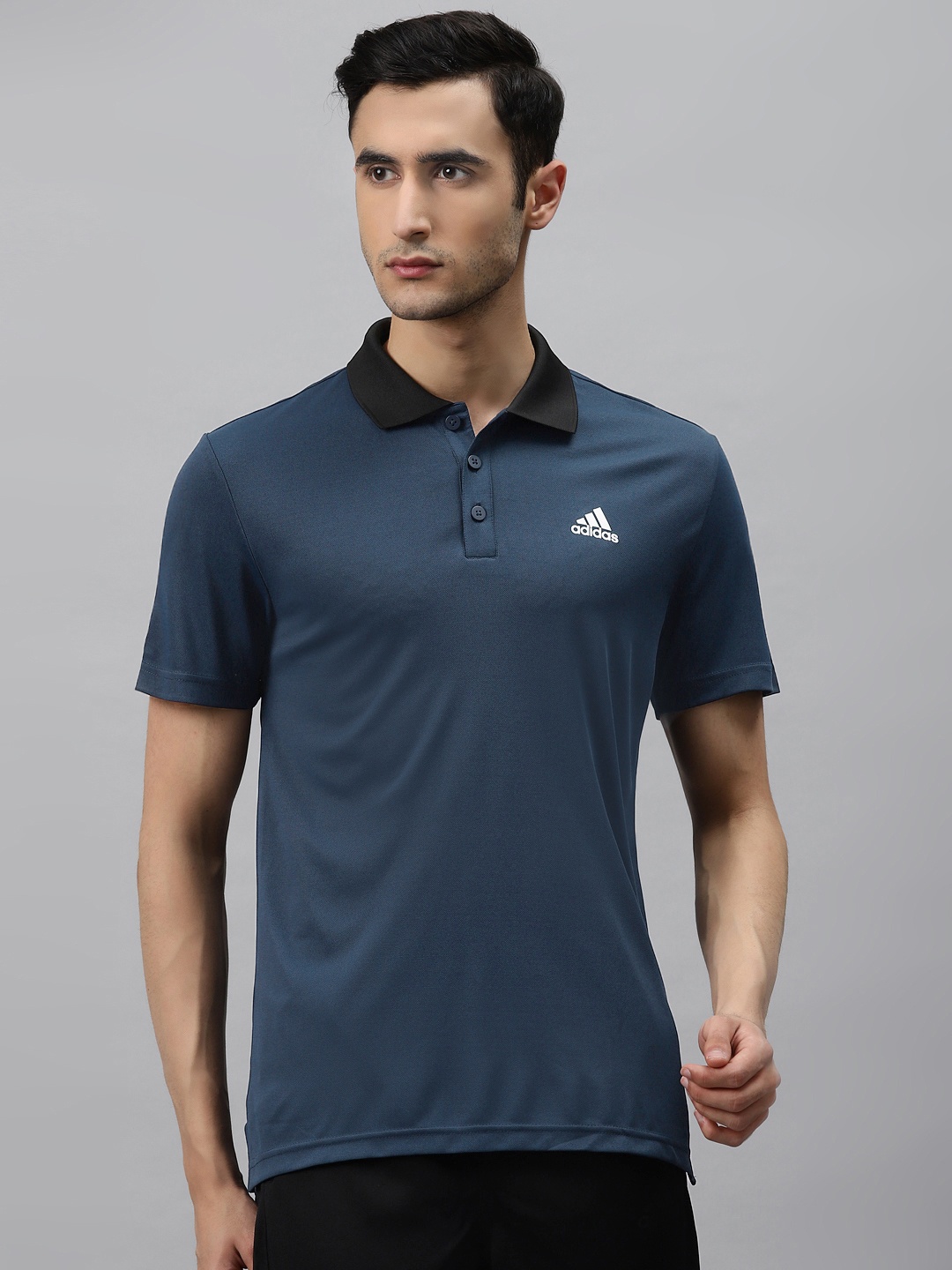 

ADIDAS Men Navy Blue Polo Collar Training T-shirt